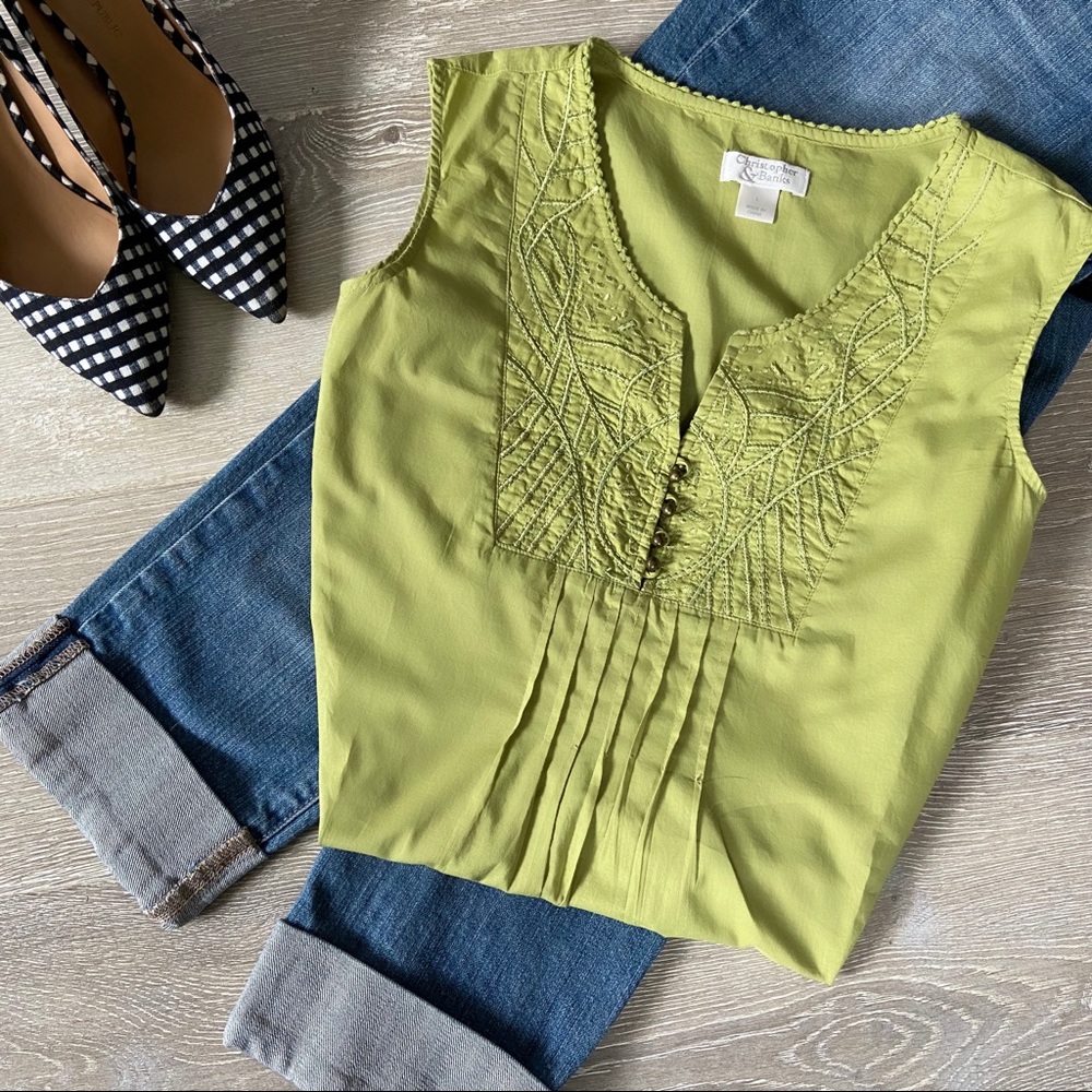 CHRISTOPHER & BANKS Green Sleeveless Top Size L